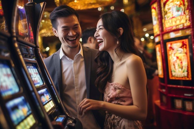 Live baccarat dealer and card table on join88 slot